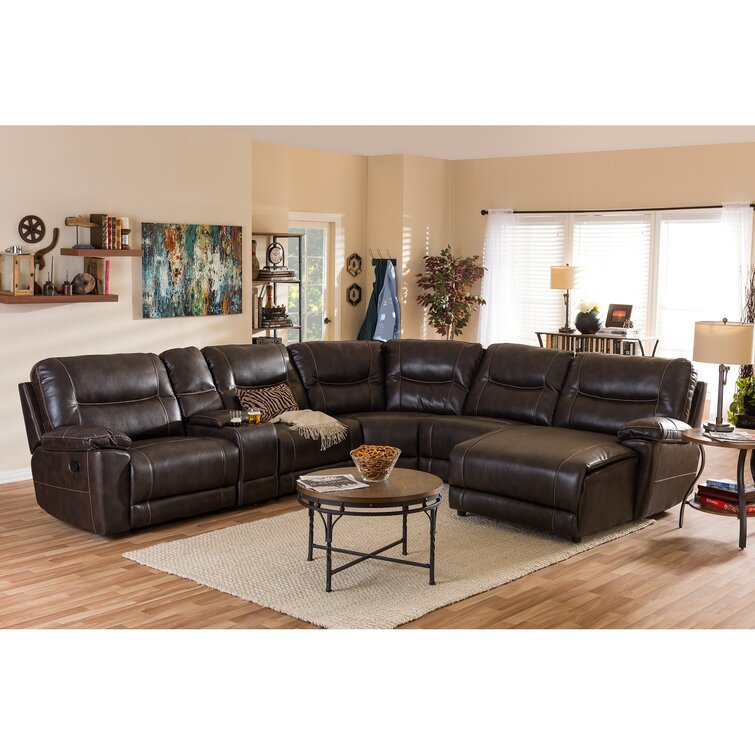 Lark Manor Gutzwiller 6 Piece Faux Leather Reclining Sectional